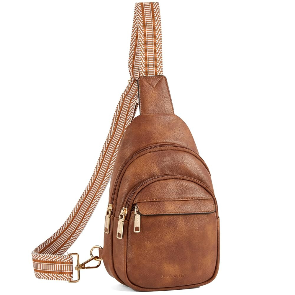 BOSTANTEN Small Sling Bag for Women Leather Crossbody Bags Fanny Pack Chest Bag for Travel | Amazon (US)