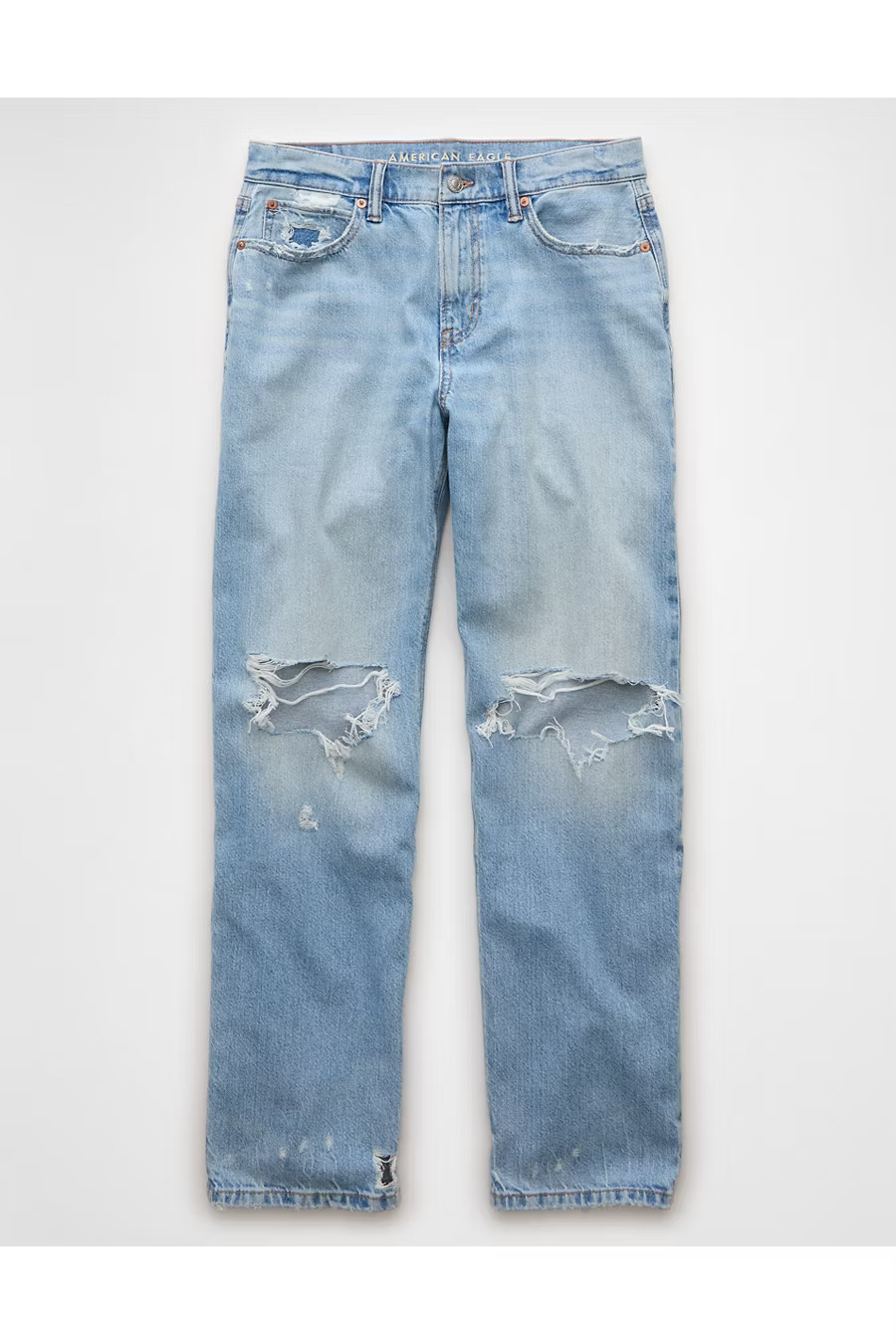 AE Strigid Ripped Low-Rise Ex-Boyfriend Jean Women's Light Vintage 20 Long | American Eagle Outfitters (US & CA)