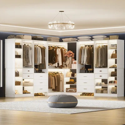 100” x100” Closet System with Wooden Drawers(Adjustable Width) | Wayfair North America