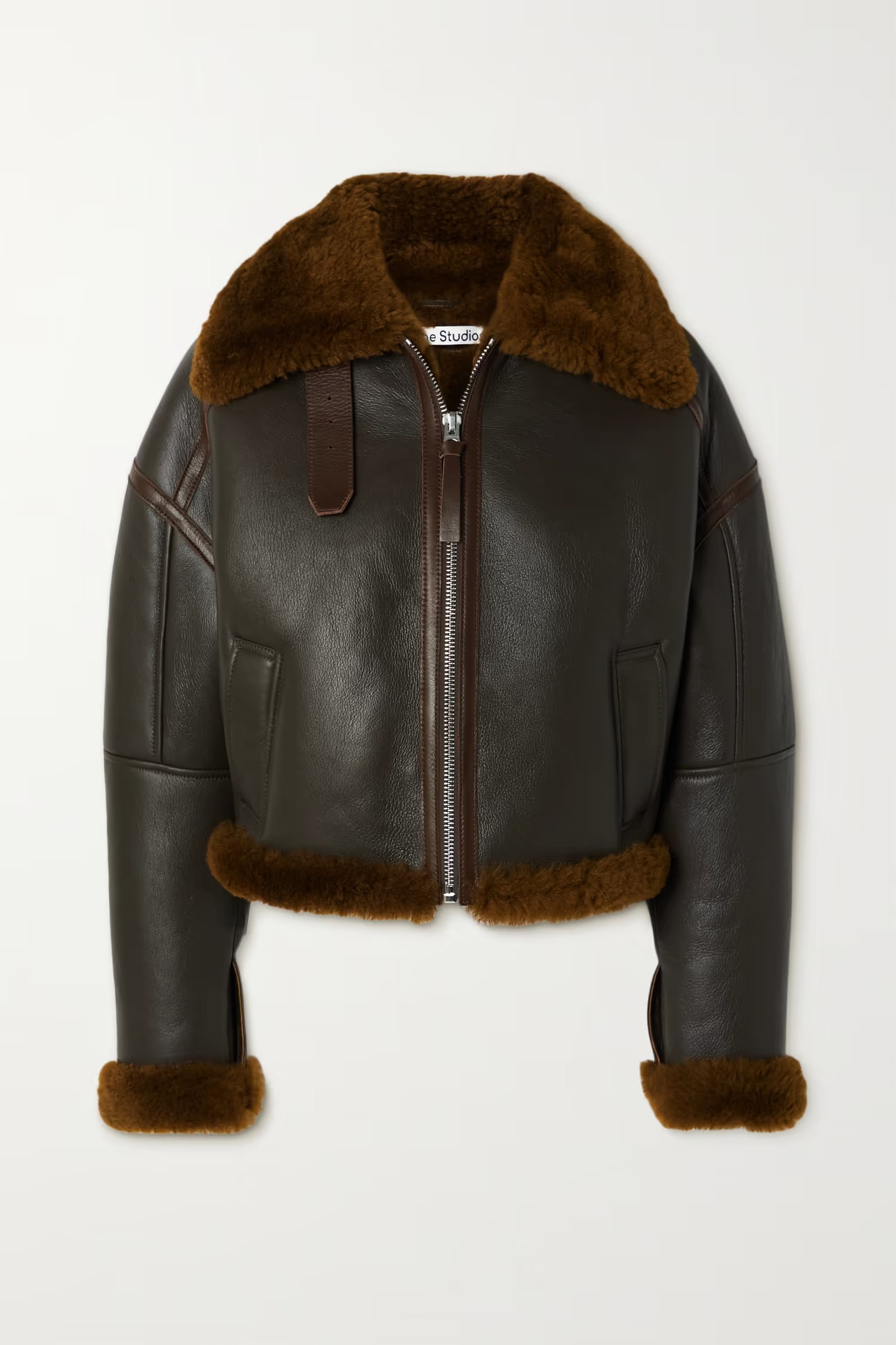 Shearling-trimmed textured-leather jacket | NET-A-PORTER (UK & EU)
