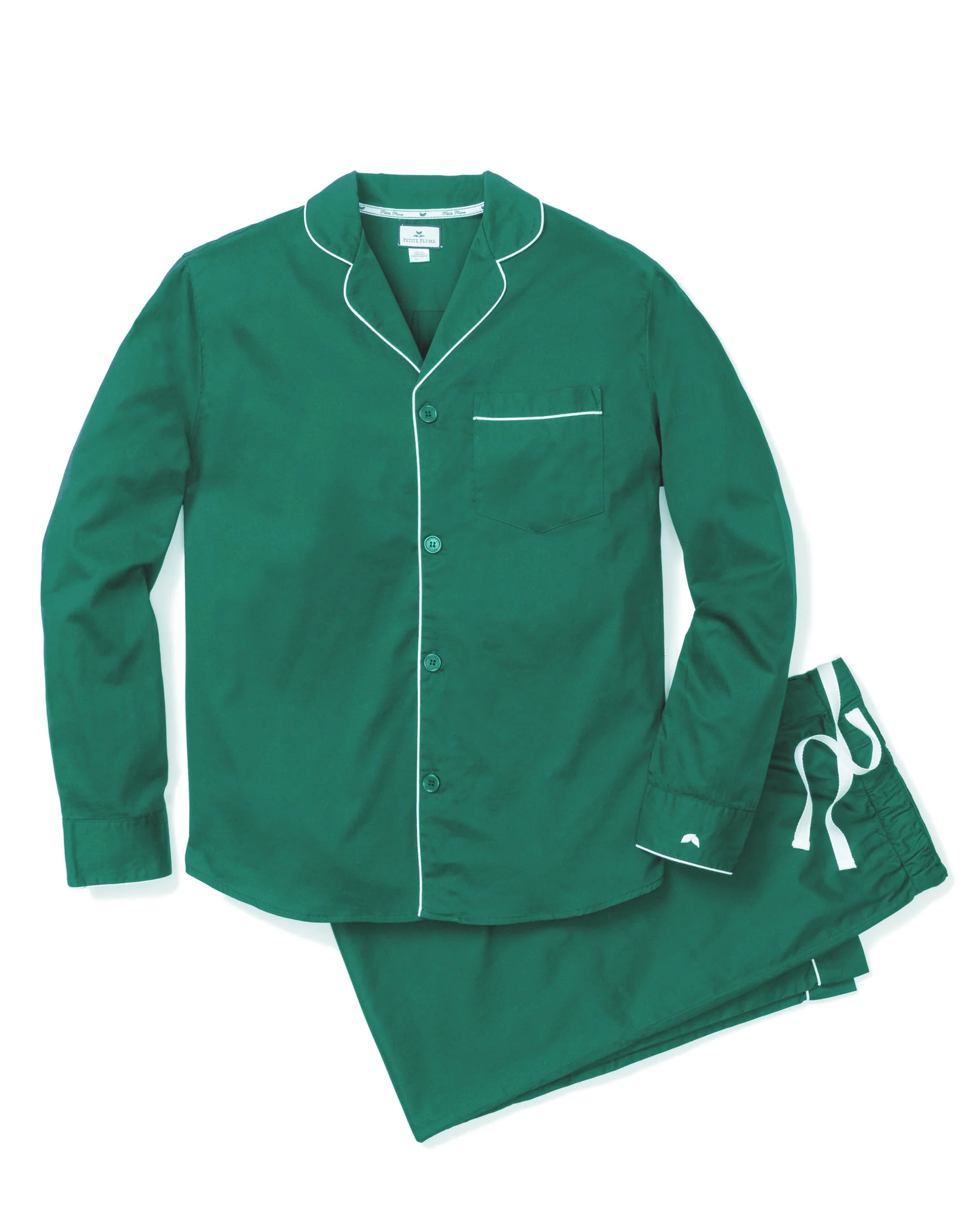Men's Flannel Pajama Set in Forest Green | Petite Plume