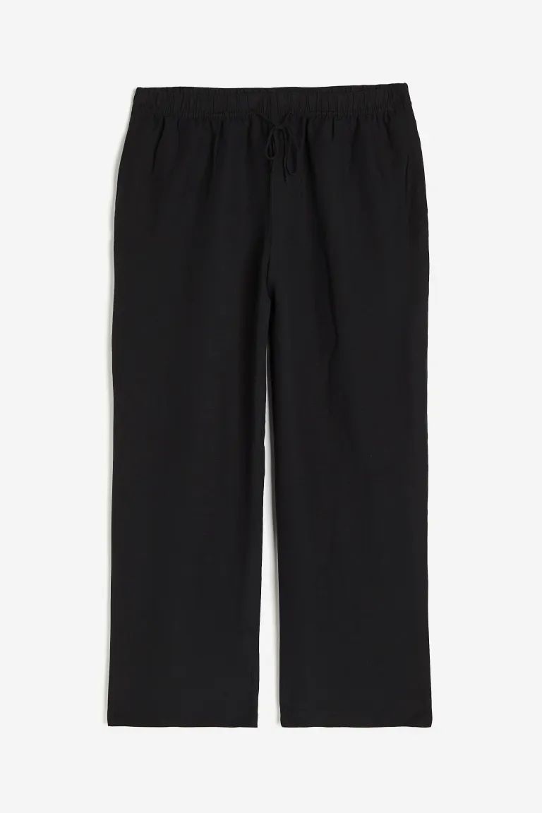 Linen-blend pull-on trousers - Light beige - Ladies | H&M GB | H&M (UK, MY, IN, SG, PH, TW, HK)