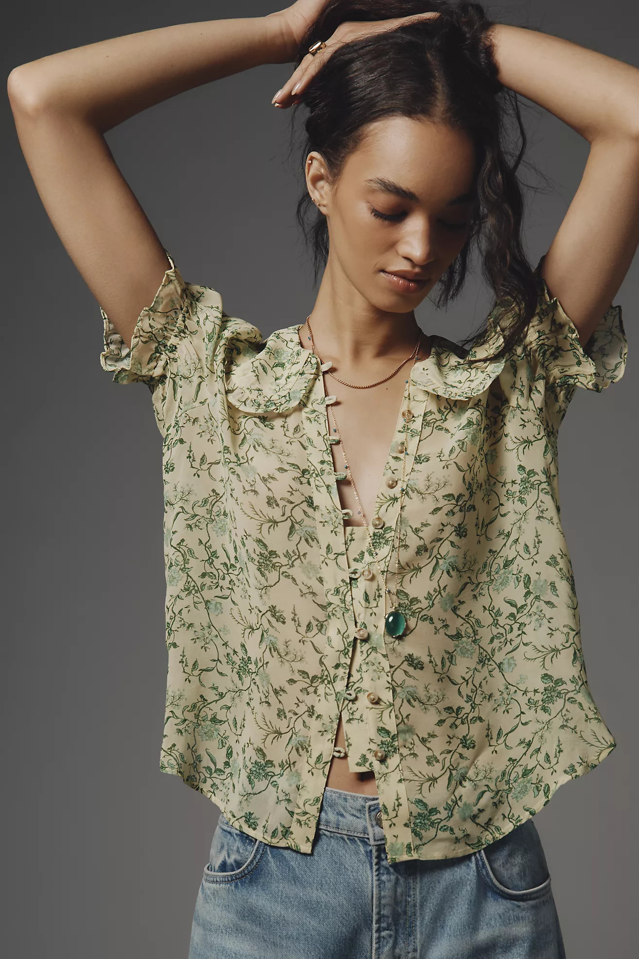 The Keira Sheer Blouse by Pilcro | Anthropologie (US)