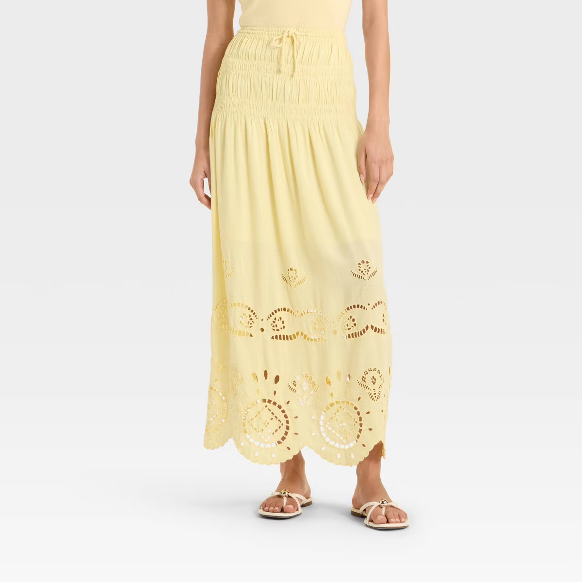 Women's High-RIse Embroidered Eyelet Drop Waist A-Line Skirt - Future Collective | Target