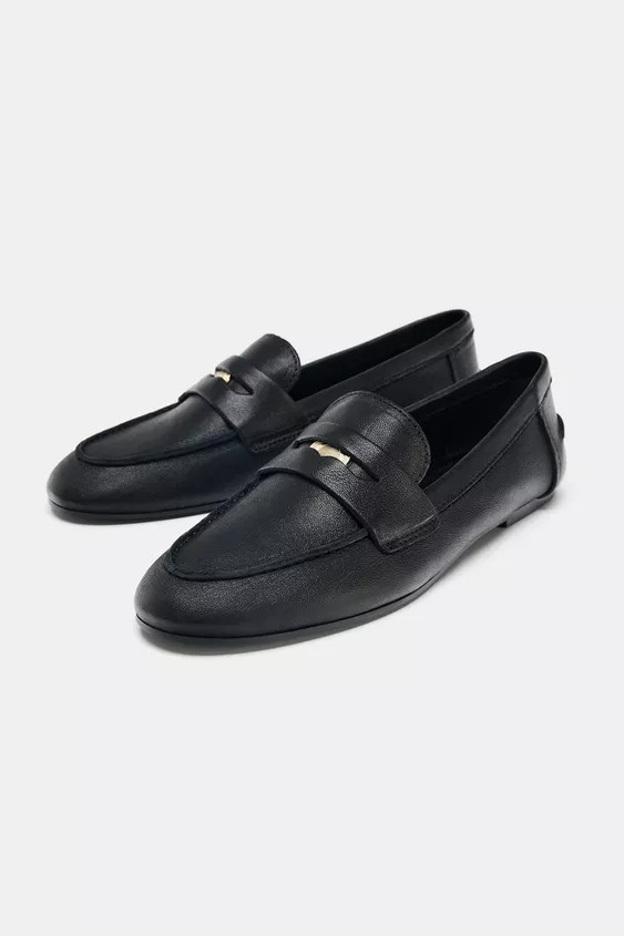 LEATHER PENNY LOAFERS | Zara UK