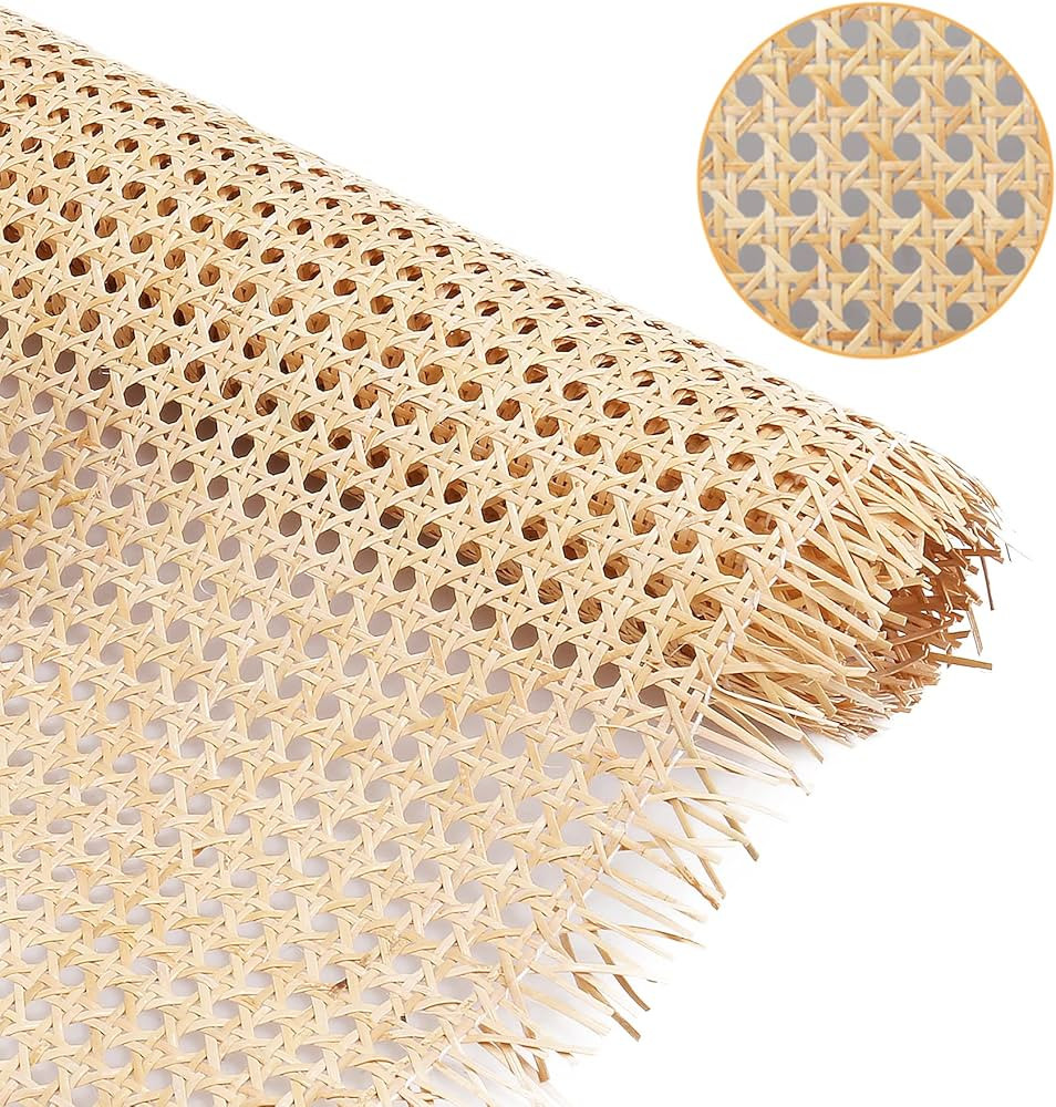 14" Width Cane Webbing 3.3Feet, Natural Rattan Webbing for Caning Projects, Woven Open Mesh Cane ... | Amazon (US)