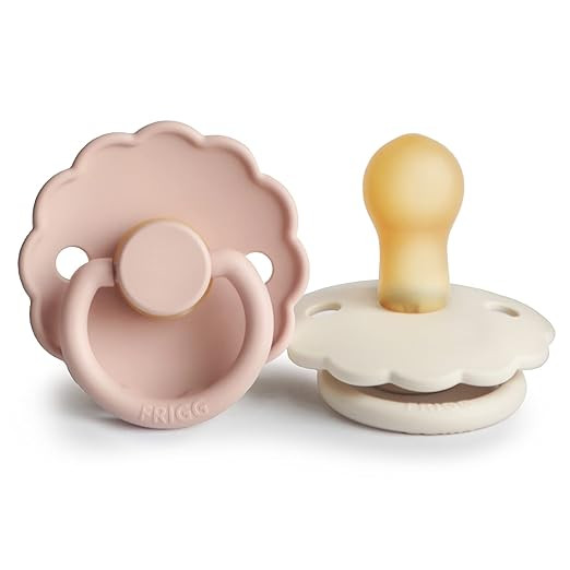 FRIGG Daisy Natural Rubber Baby Pacifier | Made in Denmark | BPA-Free (Blush/Cream, 0-6 Months) 2... | Amazon (US)