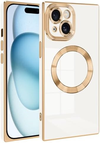 Magnetic for iPhone 15 Case Compatible with Magsafe, Scartchproof Plated Soft TPU with Full-Cover... | Amazon (US)