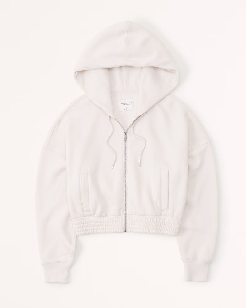 Women's Essential Cinched Hooded Full-Zip | Women's Tops | Abercrombie.com | Abercrombie & Fitch (US)