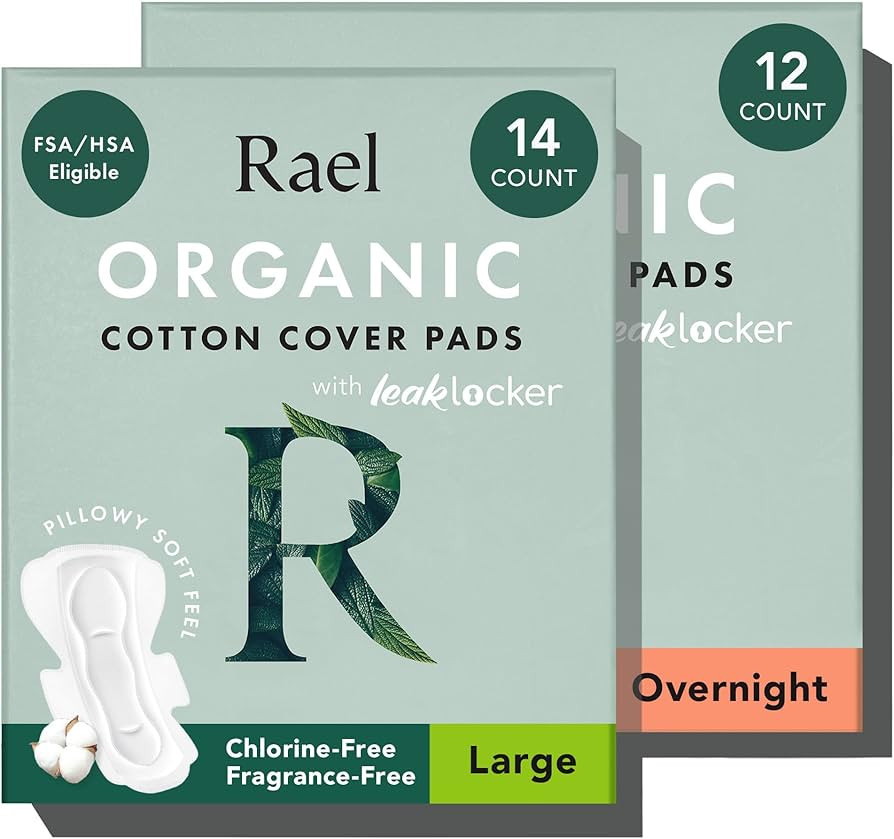 Amazon.com: Rael Pads for Women, Organic Cotton Cover - Heavy Absorbency, Feminine Care, Ultra Th... | Amazon (US)