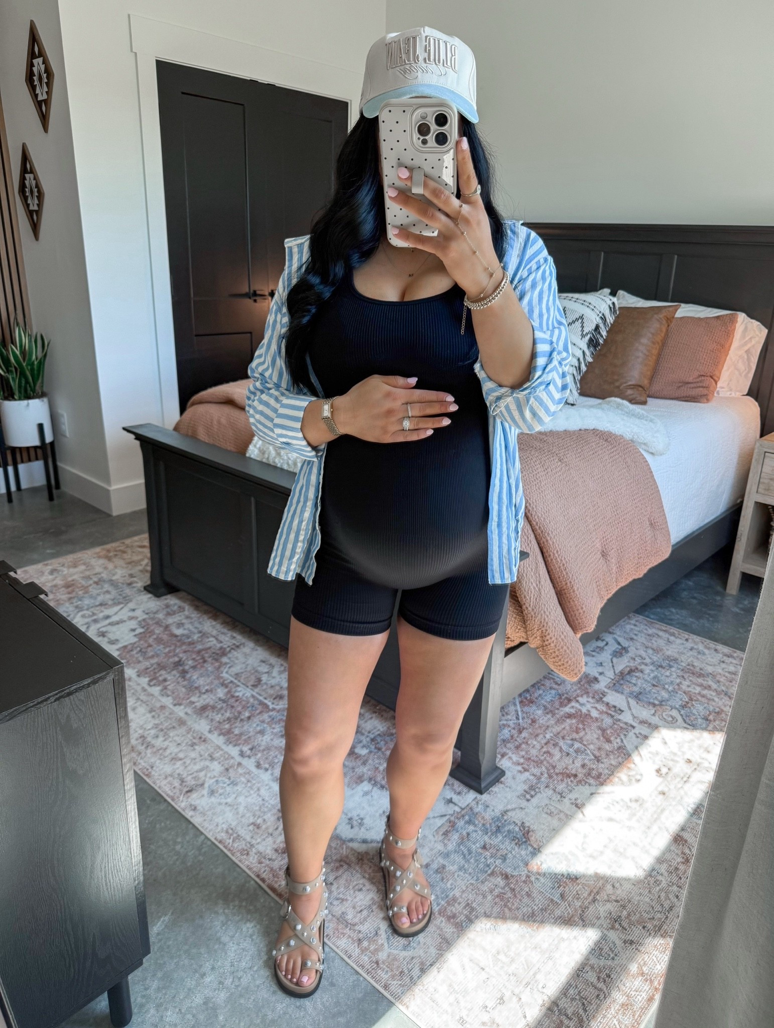 38 Weeks Pregnant OOTD 🤍

Activewear Romper - medium
Button Down - large (sized up for an oversized fit)

Love this low effort look for spring & summer! It's not maternity (but bump friendly!) so would work for anyone! I paired this ribbed activewear romper with this blue and white striped button down, and finished the look with these neutral studded sandals (LOVE these for summer!) & this denim and neutral trucker hat. 👏🏼

#LTKBump #LTKootd #LTKSeasonal