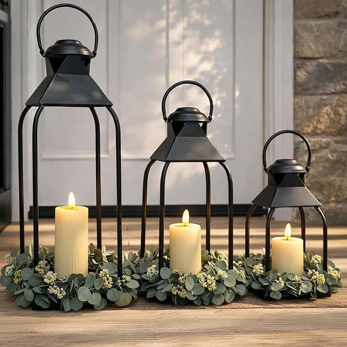 Decorative Metal Lanterns Indoor Outdoor, Candle Holder for Porch, Patio, Fireplace, Floor, Weddi... | Amazon (US)