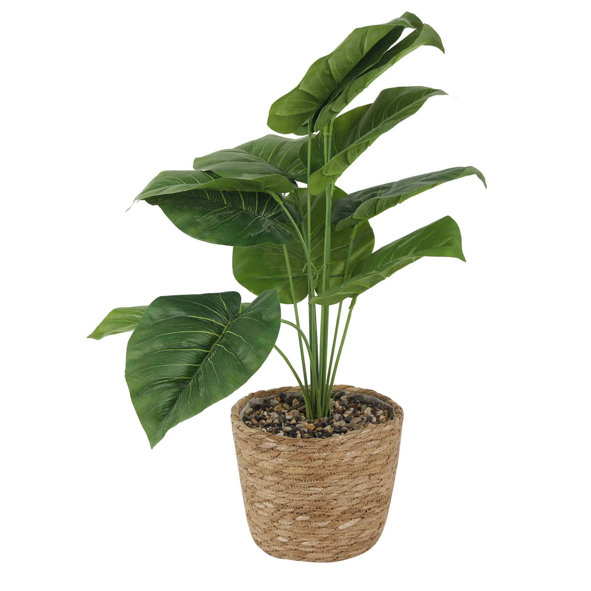LEEJAY 21/22 Inch Artificial Elephant Ear Plant in Basket for Home Decor Indoor ,Faux Green Plant... | Walmart (US)