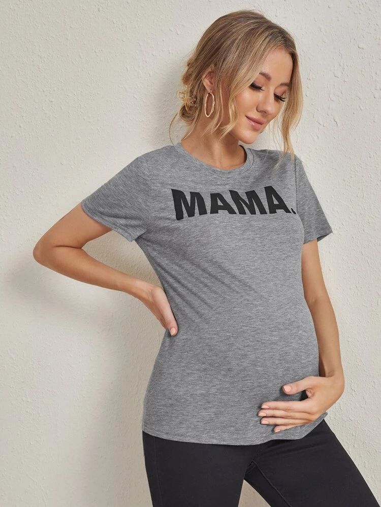 SHEIN Maternity Letter Graphic Marled Tee | SHEIN