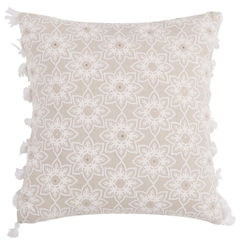 Housse de coussin en coton brodé beige 40x40 | Maisons du Monde FR