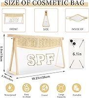 Small Boho Straw Clear Spf Makeup Bags for Women&Girls, Zipper Cosmetic Bag Chenille Varsity Lett... | Amazon (US)
