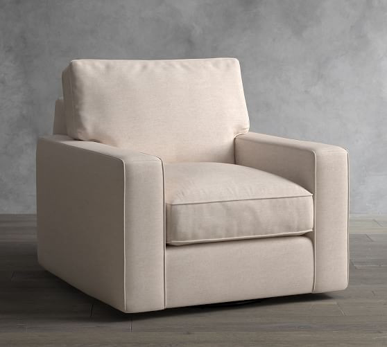 PB Comfort Square Arm Upholstered Swivel Armchair | Pottery Barn (US)