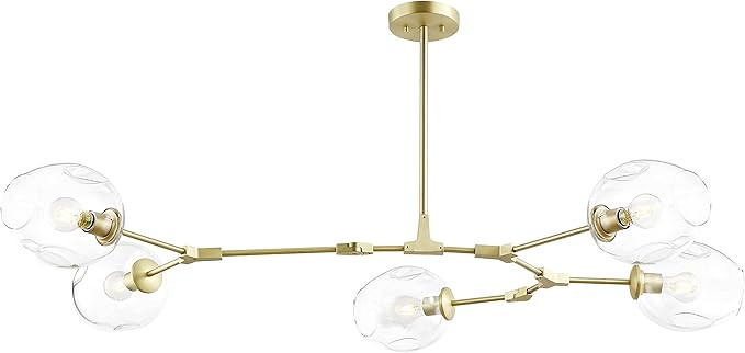 Light Society Thurston 5-Light Adjustable Chandelier Pendant, Matte Gold with Clear Glass Shades,... | Amazon (US)