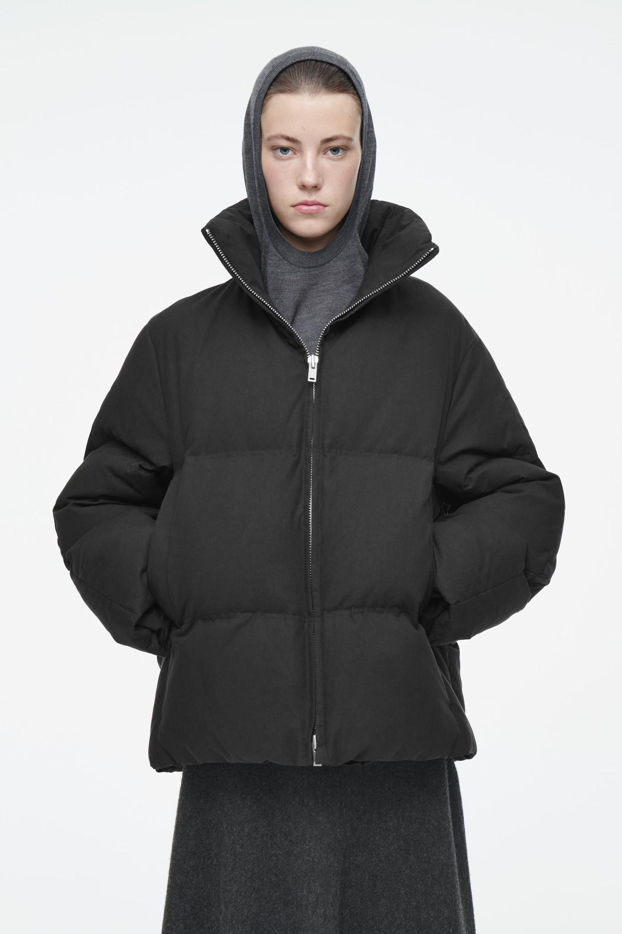OVERSIZED HOODED DOWN PUFFER JACKET - BLACK | COS (EU)