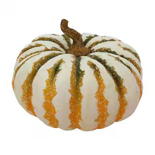 13.5" Flat White, Green & Orange Pumpkin Accent by Ashland® | Michaels Stores