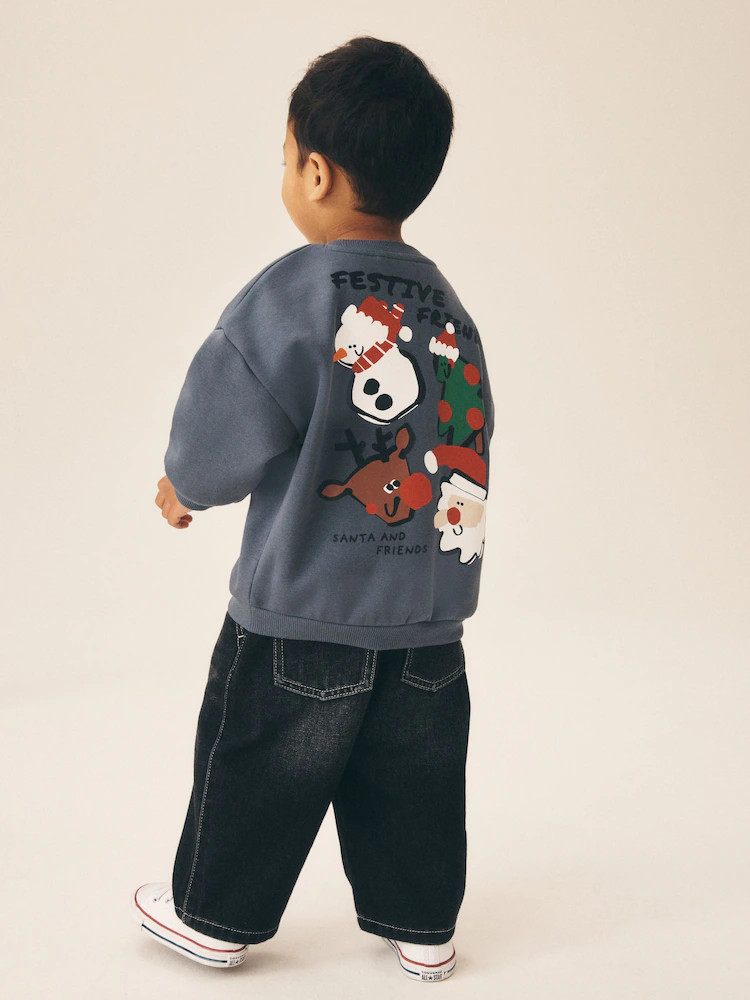 Graphite Grey Christmas Crew Neck Sweat Top (3mths-7yrs) | Next US