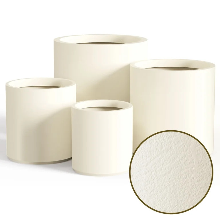 FOUKUS 6.9",8.7",10.6",13.4" Dia Round Concrete-like Plastic Planter Set of 4, Modern Style Large... | Walmart (US)