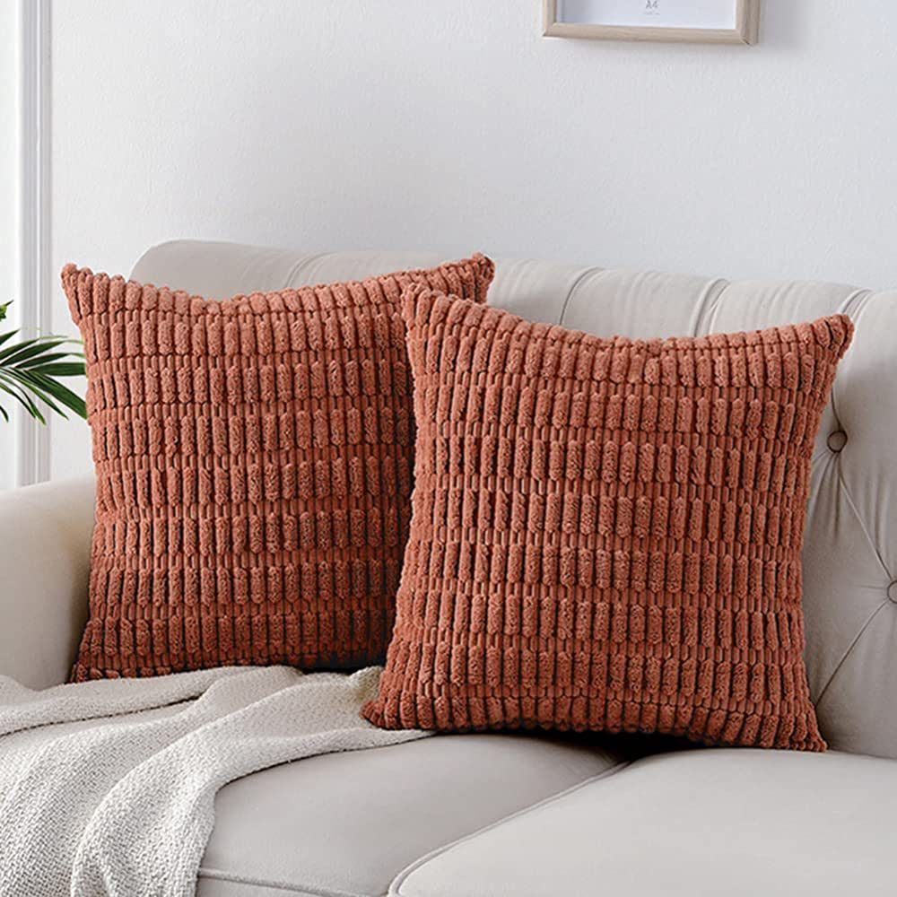 Fancy Homi 2 Packs Rust Decorative Throw Pillow Covers 18x18 Inch for Living Room Couch Bed Sofa,... | Amazon (US)