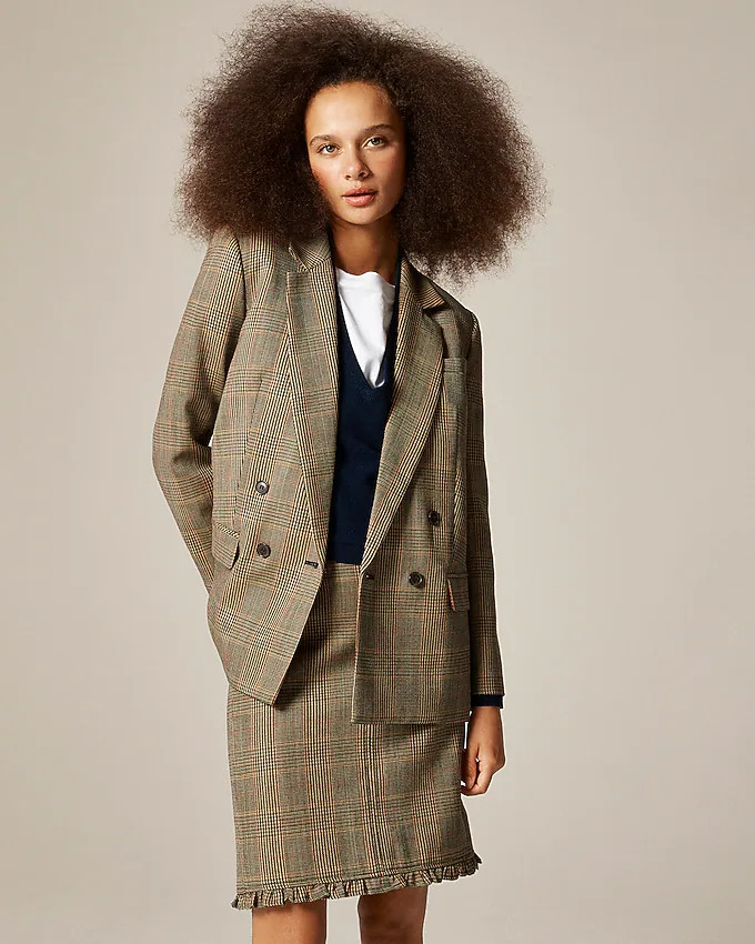 Double-breasted blazer in glen plaid wool | J. Crew US