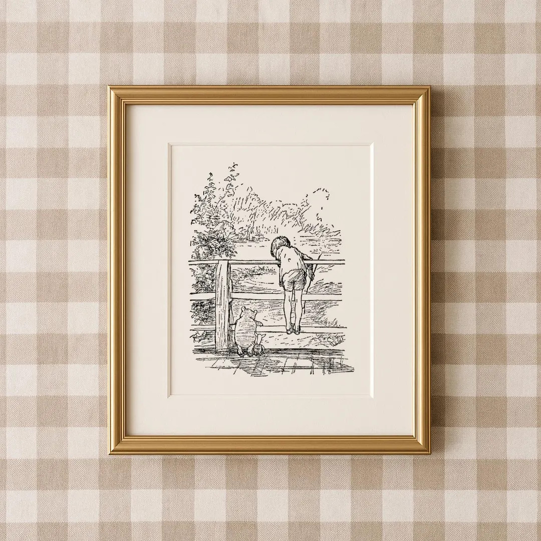 Winnie the Pooh Vintage Art Print | Classic Pooh Printable Wall Art | Nursery Decor | Digital Dow... | Etsy (Global)