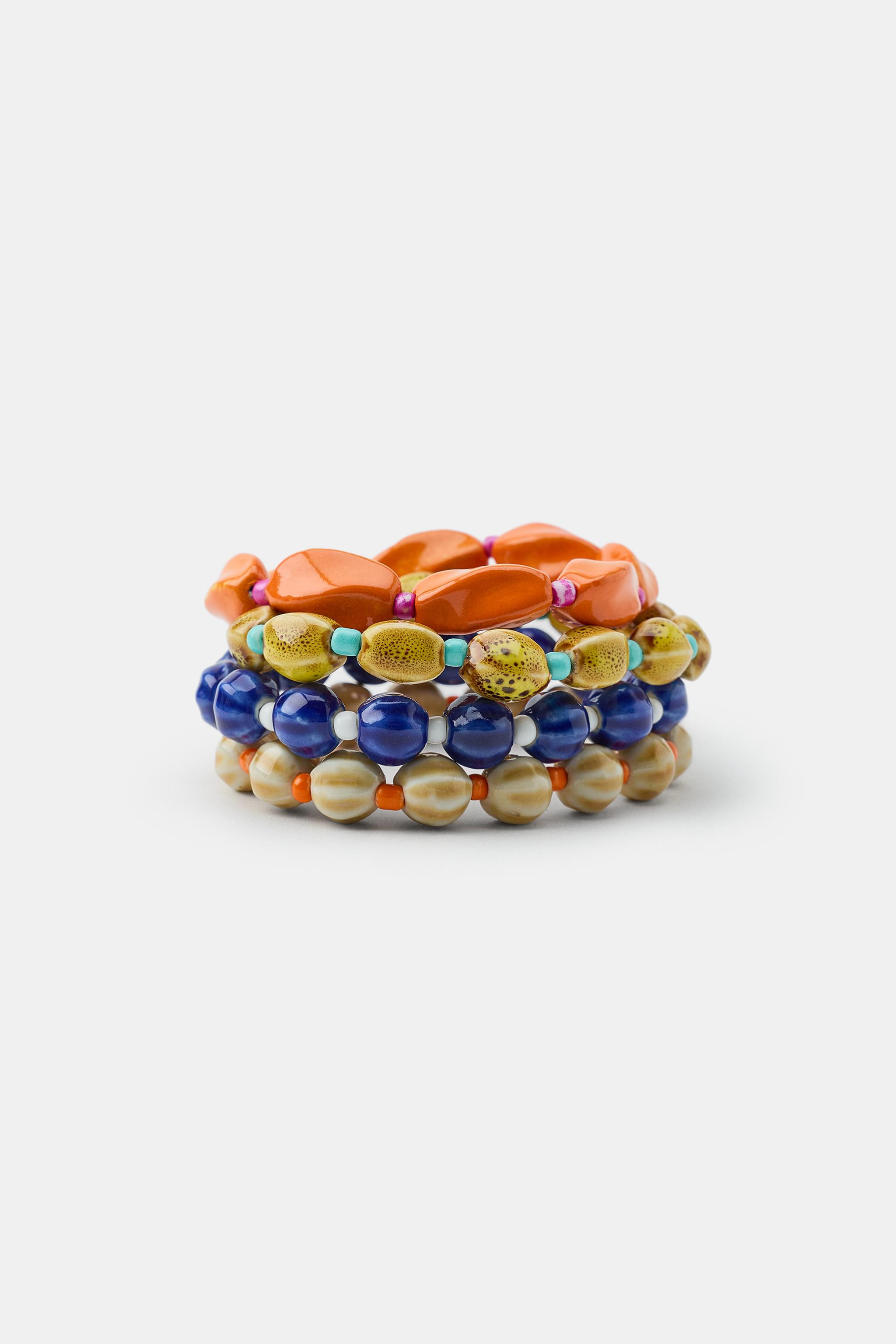 PACK OF 4 CERAMIC BEAD AND SHELL BRACELETS | Zara US