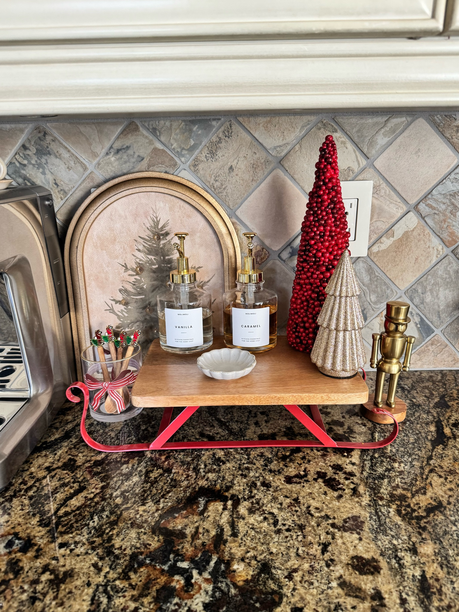 Christmas Coffee Bar, Christmas coffee bar ideas, breville barista express, Christmas decor, target Christmas wall art, coffee, espresso bar, Christmas coffee bar decor, Christmas coffee bar decor ideas, Christmas coffee bar styling, coffee bar Christmas decor, how to style a coffee bar for Christmas, Christmas coffee bar ideas, Christmas coffee station decor, neutral Christmas decor, minimalist Christmas decor, Christmas coffee spoons, holiday mugs, Christmas mugs, wood sleigh serving tray, wood holiday serving tray, mini ceramic trees, mini gold trees, mini ceramic houses, gold glass syrup dispensers, espresso machine, white espresso maker, holiday coffee syrups, holiday stems, Christmas stems, Amazon Christmas decor, Amazon home decor, Target home decor, Target Christmas decor, neutral kitchen decor, neutral home decor

#LTKHome #LTKSeasonal #LTKFindsUnder100 #LTKGiftGuide #LTKHoliday #LTKStyleTip #LTKSaleAlert #LTKFindsUnder50 #LTKSeasonal #LTKHoliday #LTKHome

#LTKHoliday #LTKSeasonal #LTKStyleTip