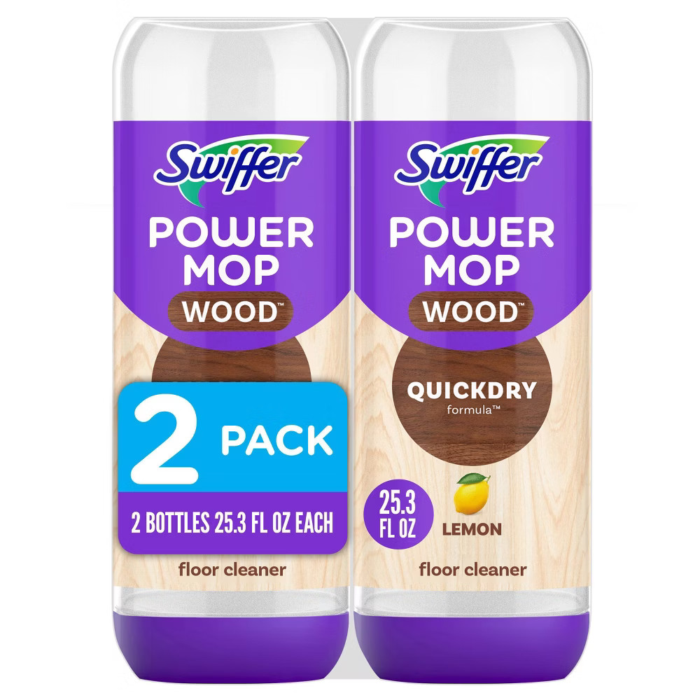 Swiffer Power Mop Wood Quick Dry Wood Floor Cleaning Solution - Lemon - 25.3 fl oz/2ct | Target