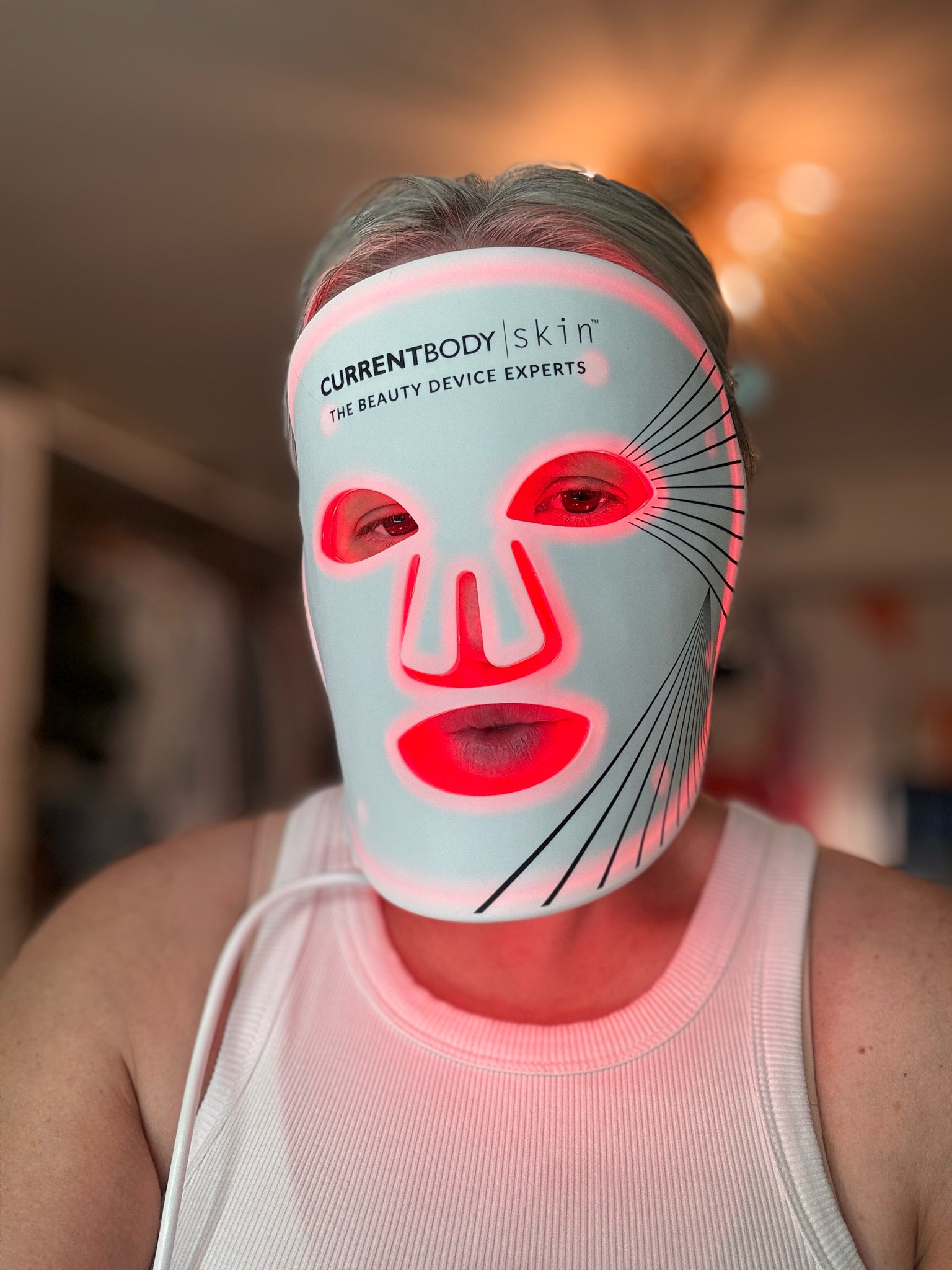 #sponsored #currentbody mask. 
I am always skeptical when trying these types of things in home. But I have to say that I am so blown away with the results that I already have after four weeks. I can’t tell you how much I look forward to relaxing at home for 10 minutes in peace while wearing  my current body mask. I can’t wait to continue sharing my journey.

#LTKover40 #LTKGiftGuide