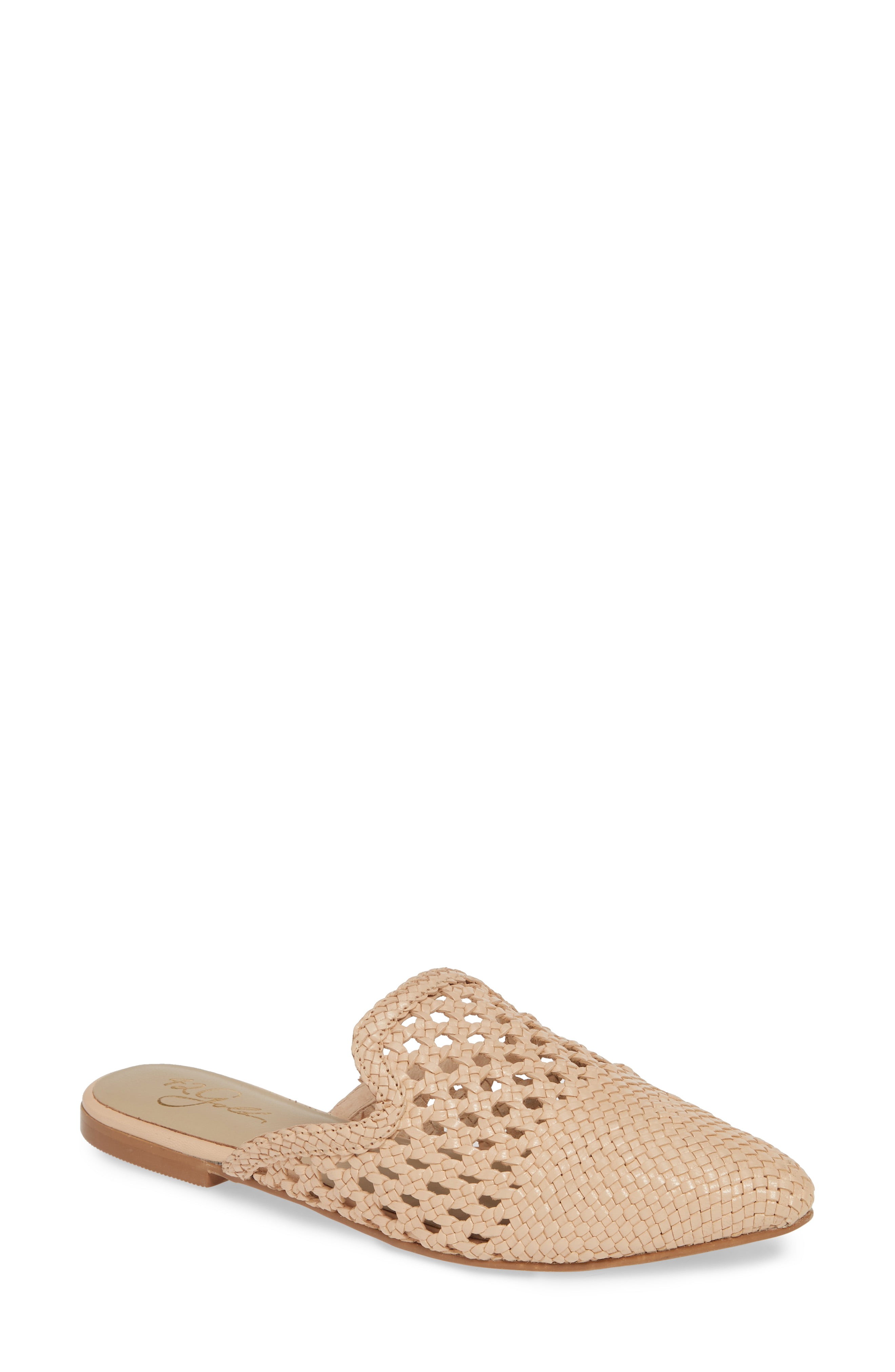 Women's 42 Gold Corra Woven Loafer Mule, Size 5 M - Beige | Nordstrom