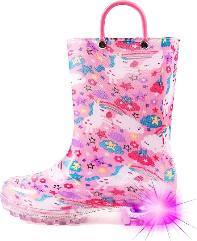HugRain Light Up Rain Boots for Little Kids | Amazon (US)