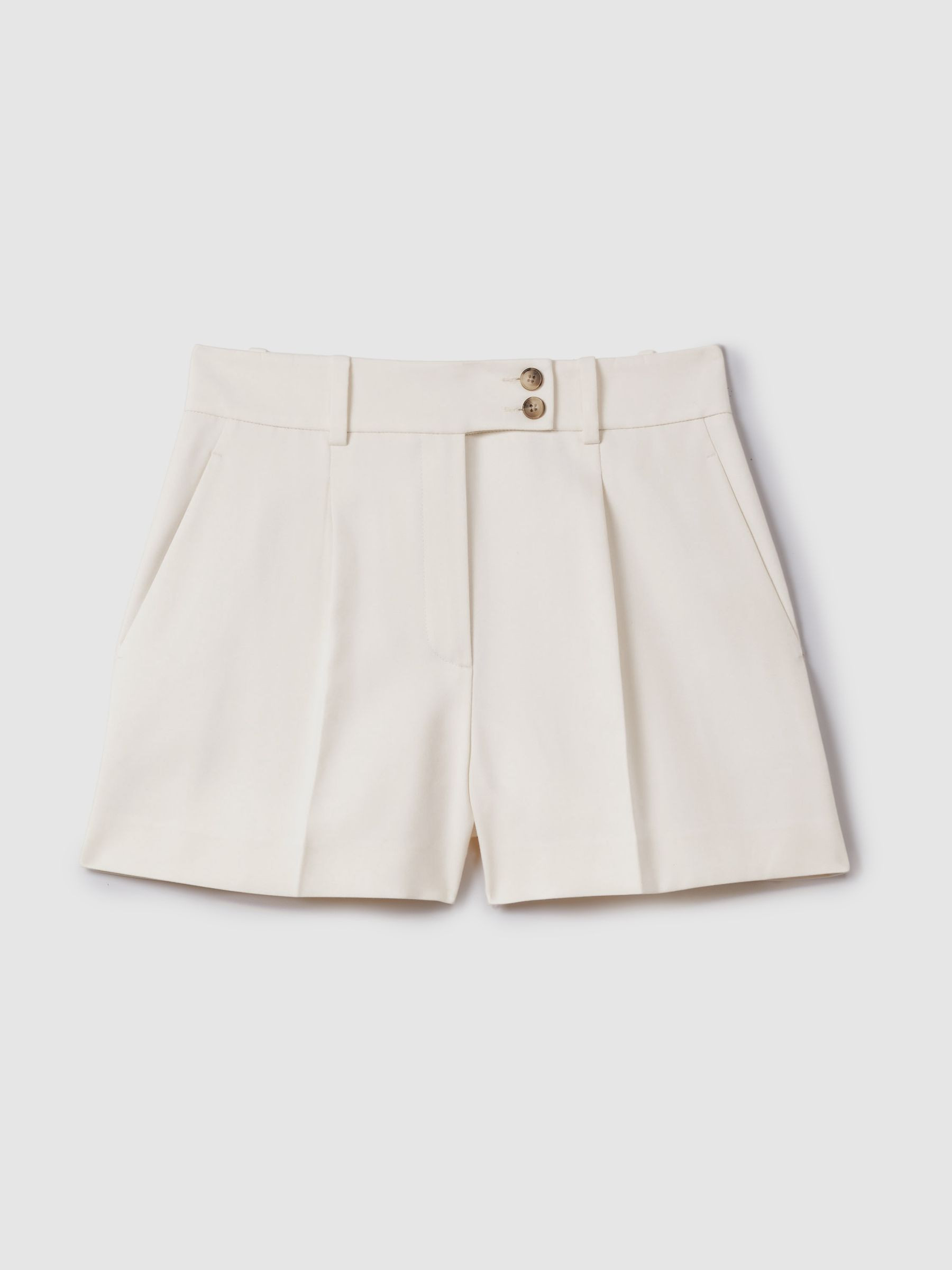 Front Pleat Tailored Shorts in Cream | Reiss UK
