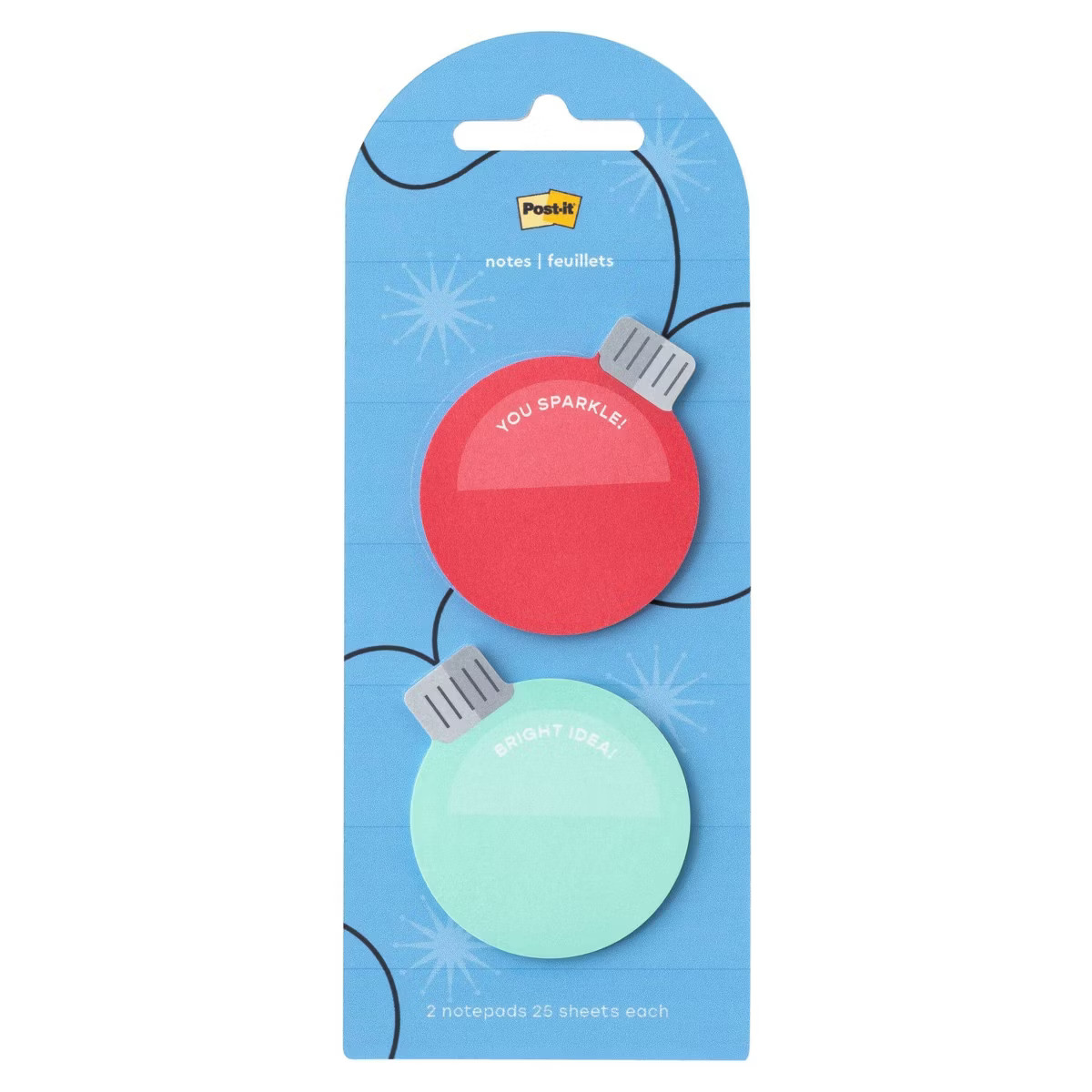 Post-it 2pk Jingle Notes Ornament 1.9"x2.1" Holiday Sticky Note Pads 25 Sheets Each | Target