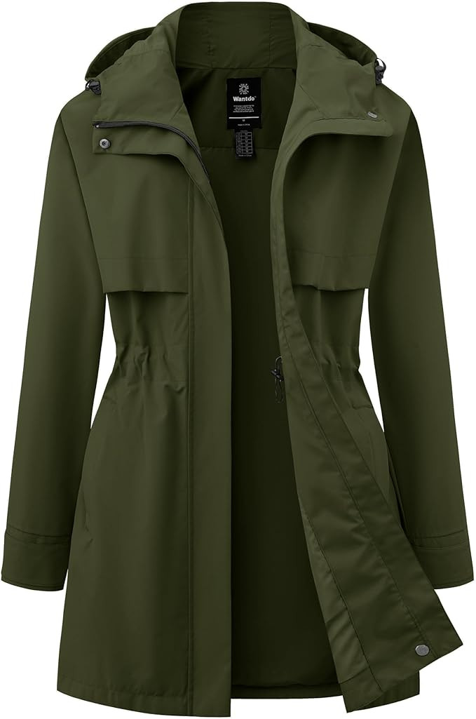 wantdo Women's Lightweight Rain Jackets Waterproof Long Raincoats with Hood Trench Coats Windbrea... | Amazon (US)