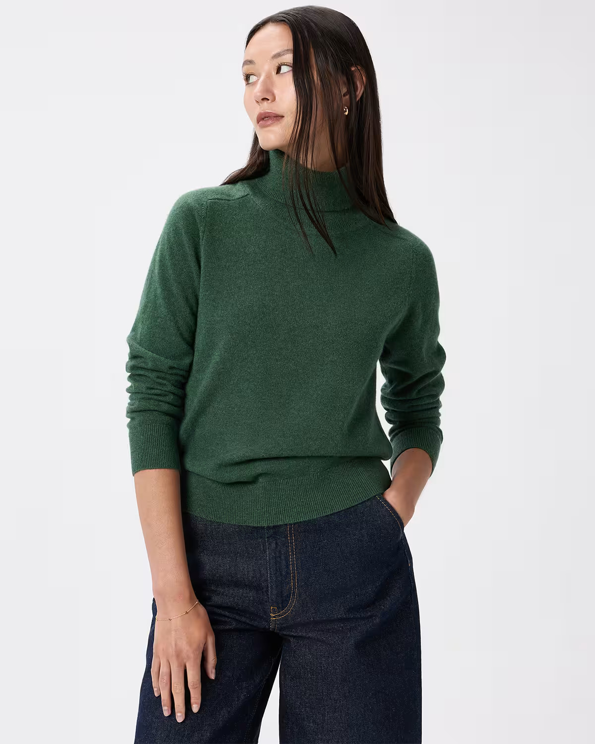 Cashmere Turtleneck Sweater | Quince in Forest Floor Green | Quince