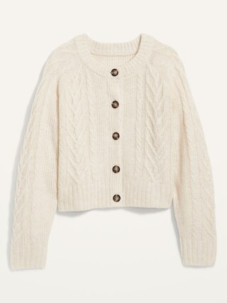 Cropped Cable-Knit Cardigan Sweater for Women | Old Navy (US)