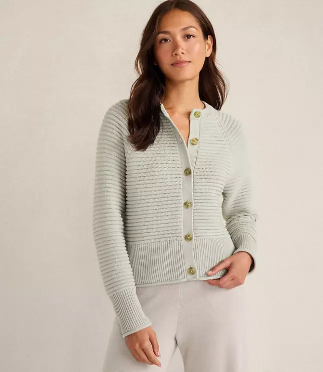 Haven Well Within Organic Cotton Horizontal Stitch Cardigan | LOFT