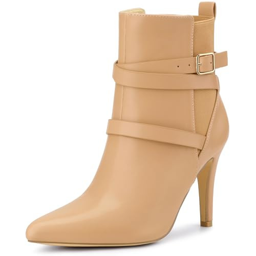 Perphy Chelsea Boots Pointy Toe Stiletto High Heel Nude Ankle Boot for Women - 8 M US | Amazon (US)