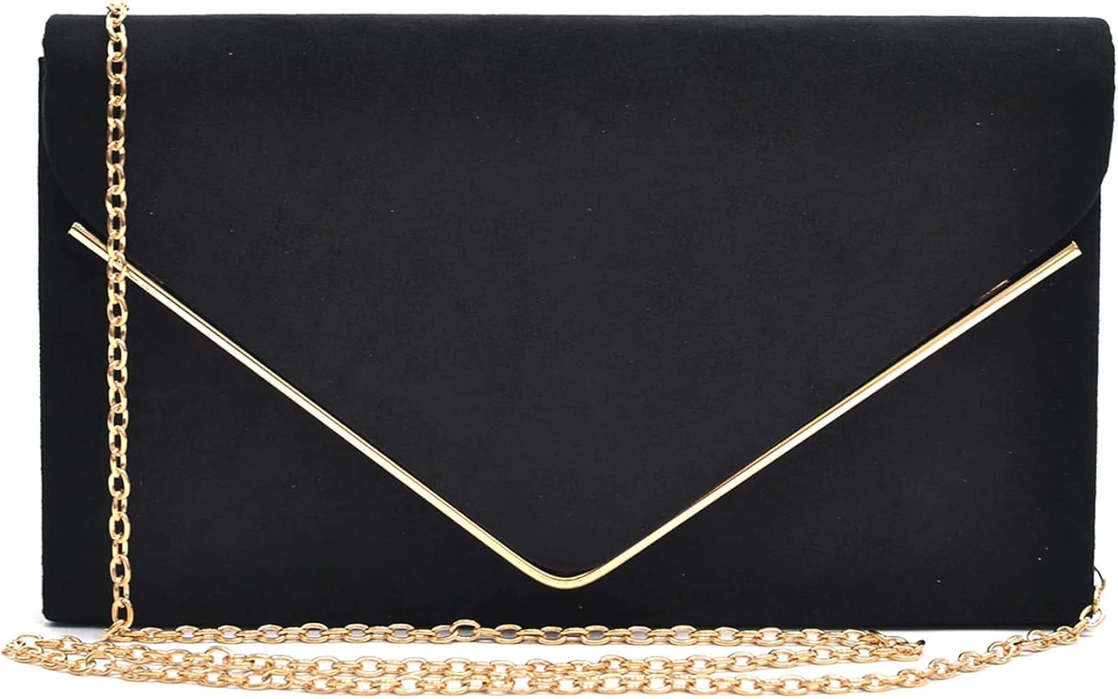 Dasein Ladies' Velvet Evening Clutch Handbag Formal Party Clutch For Women With Chain Strap (Blac... | Amazon (US)