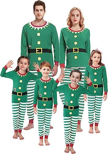 Family Matching Christmas Pajamas Women Cotton Jammies Men Clothes Sleepwear Long Sleeve Pjs | Amazon (US)