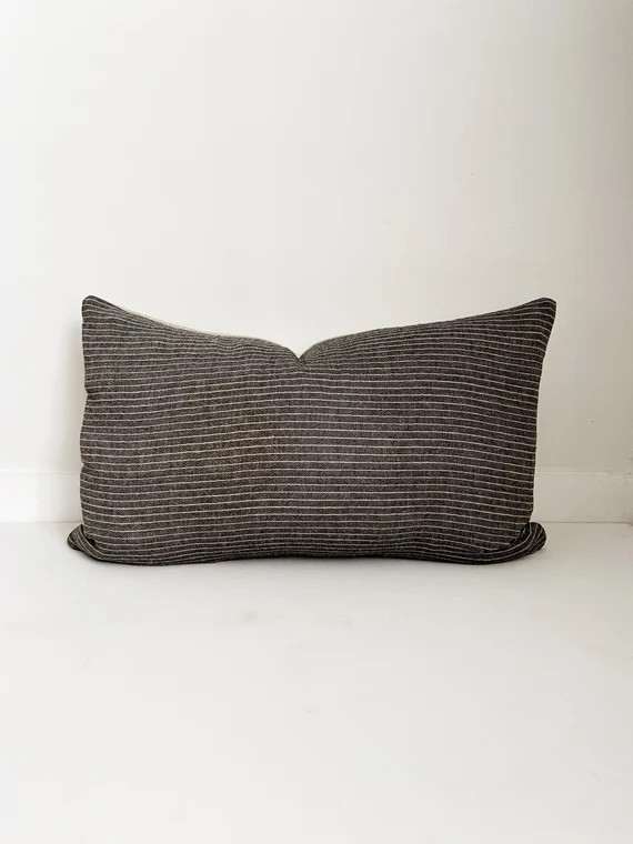 Pinstripe Pillow, Black and Beige, Boho Pillow, Modern Farmhouse | Etsy (US)