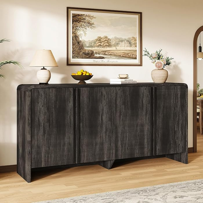 AMERLIFE 63" Fluted Sideboard Buffet Cabinet with Storage | Amazon (US)