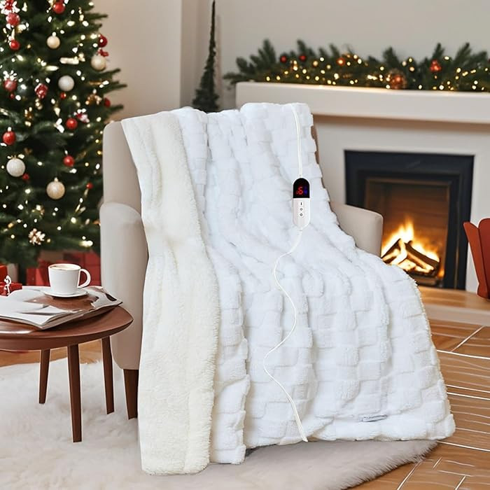 Electric Blanket Throw - Soft Checked Flannel with 6 Heating Levels, 4 Hours Auto-Off, Fast Heati... | Amazon (US)
