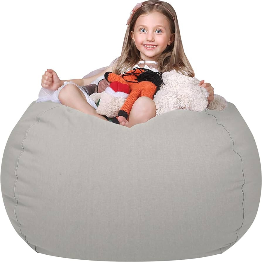 Wekapo Stuffed Animal Storage Bean Bag Chair Cover for Kids | Stuffable Zipper Beanbag for Organi... | Amazon (US)