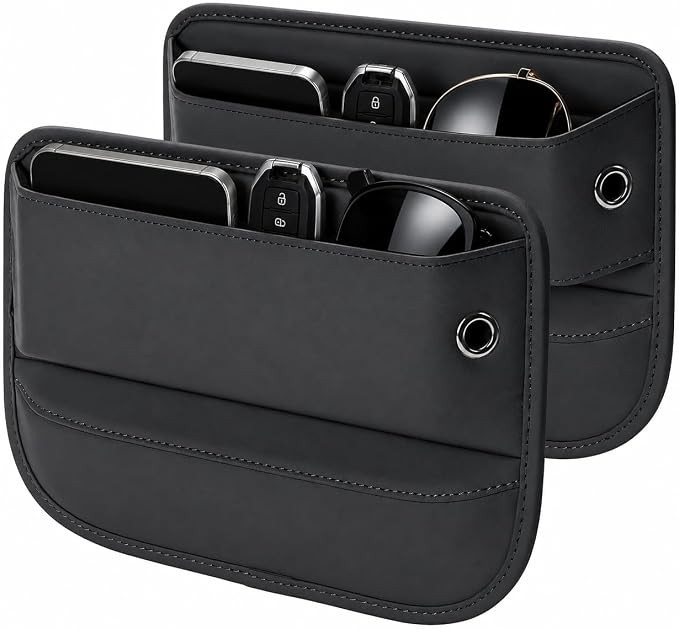 Premium Leather Car Seat Gap Filler Organizer, Universal Center Console Storage for Phone Keys Wa... | Amazon (US)