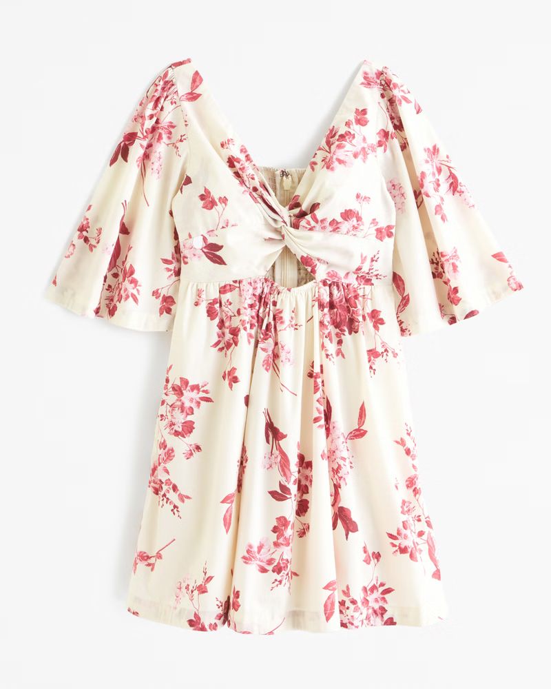 Cutout Poplin Mini Dress | Abercrombie & Fitch (US)
